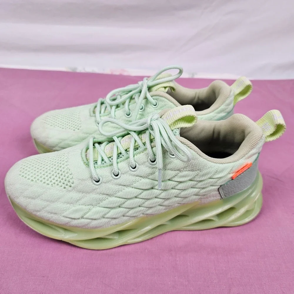 SupSport Mint Green Lace‎ Up Sneakers Running Shoes Size 39 Unique Spiral Sole
